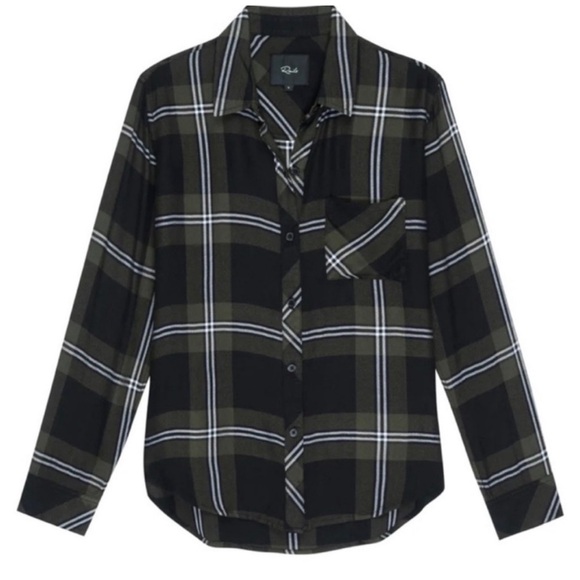 Rails Hunter Black Olive Ivory Plaid Button Up Shirt - Picture 4 of 12